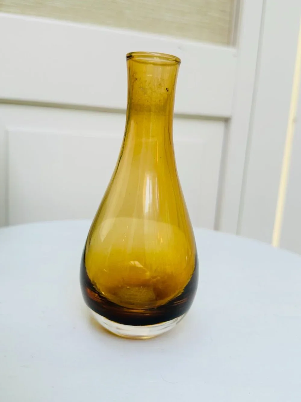 Pier 1 Amber Glass Bud Vase Early 2000s Hand Blown Style Decorative Vase